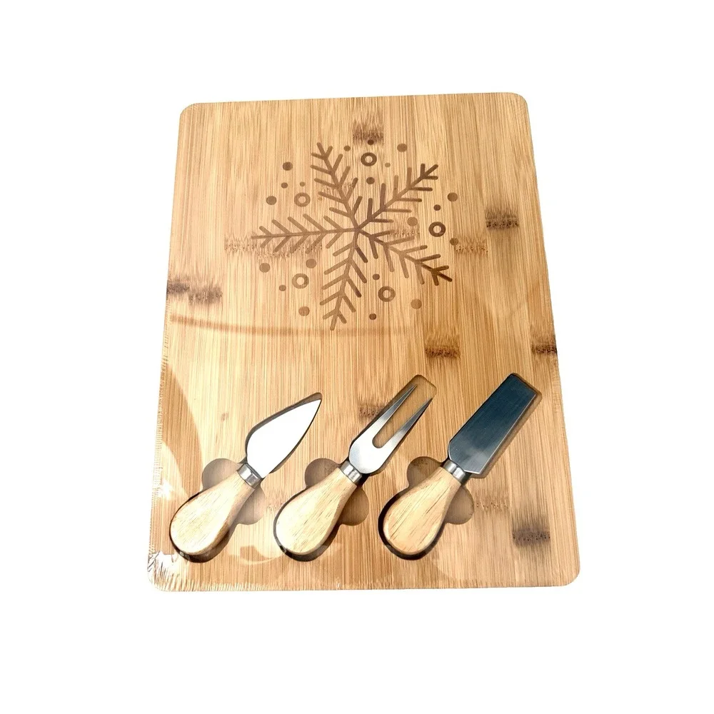Festive Charcuterie or Cheese Board with 3 Serving Utensils BRAND NEW & SEALED
